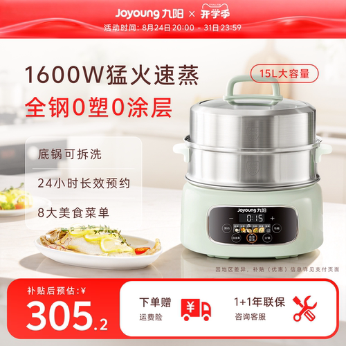 九阳全钢电蒸锅家用多功能三层