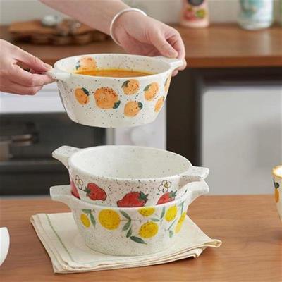 盛汤水煮鱼毛血旺大碗双耳汤碗家用特大号汤盆陶瓷碗带盖手柄