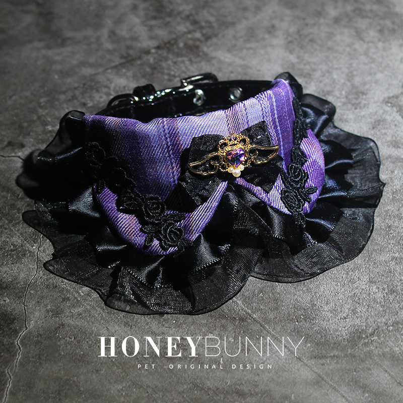 狗项圈honeybunny水钻蕾丝围嘴