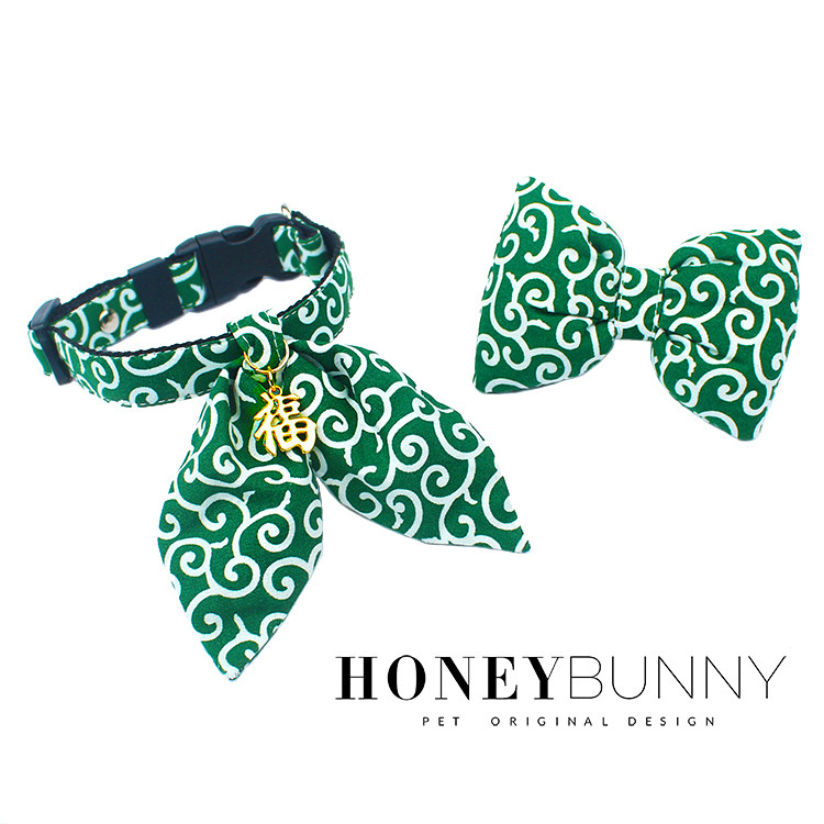 honeybunny柴犬项圈日式牵引绳蝴蝶结福牌宠物领结唐草纹遛狗绳