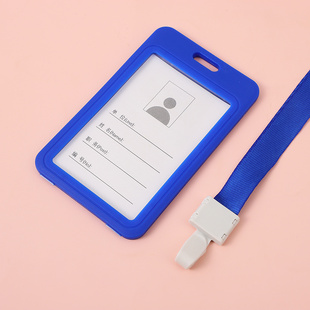 双面透明工作牌卡套带挂绳胸卡厂牌员工工牌工作证学生校牌校卡证件套饭卡套公交卡套门禁卡套胸牌吊牌横版新