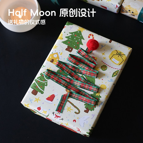 原创手绘圣诞礼品纸包装纸