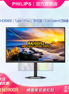 飞利浦27E1N5900R 27寸4K显示器Type-c旋转升降IPS专业电脑显示屏