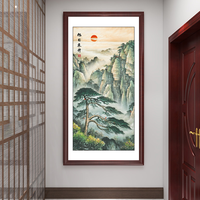 旭日东升靠山图有山无水画入门户