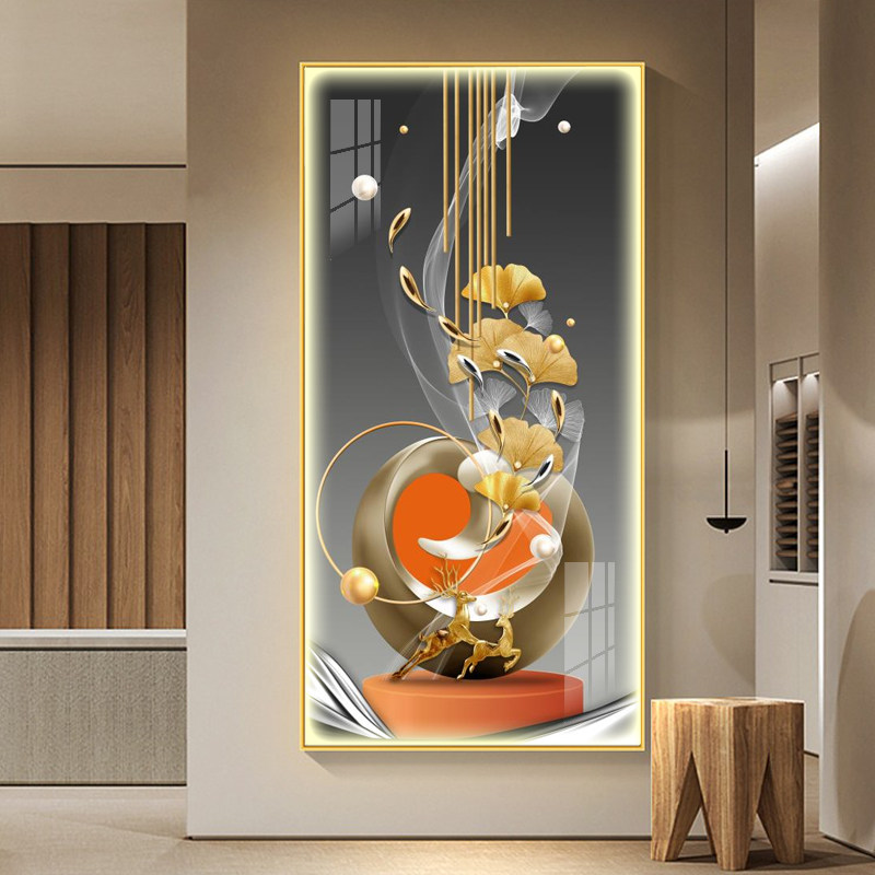 新款入户玄关装饰画带灯led感应图片