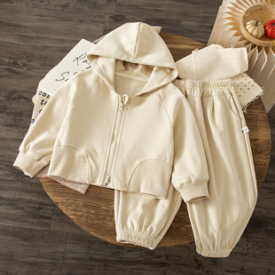 女童卫衣套装秋装2025新款小女孩洋气时髦男儿童纯棉休闲运动套装