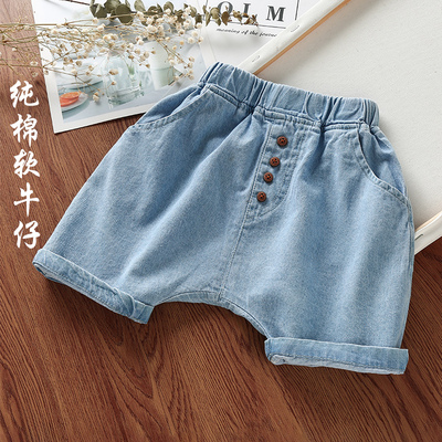 宝宝牛仔裤夏薄款短裤五分大pp裤