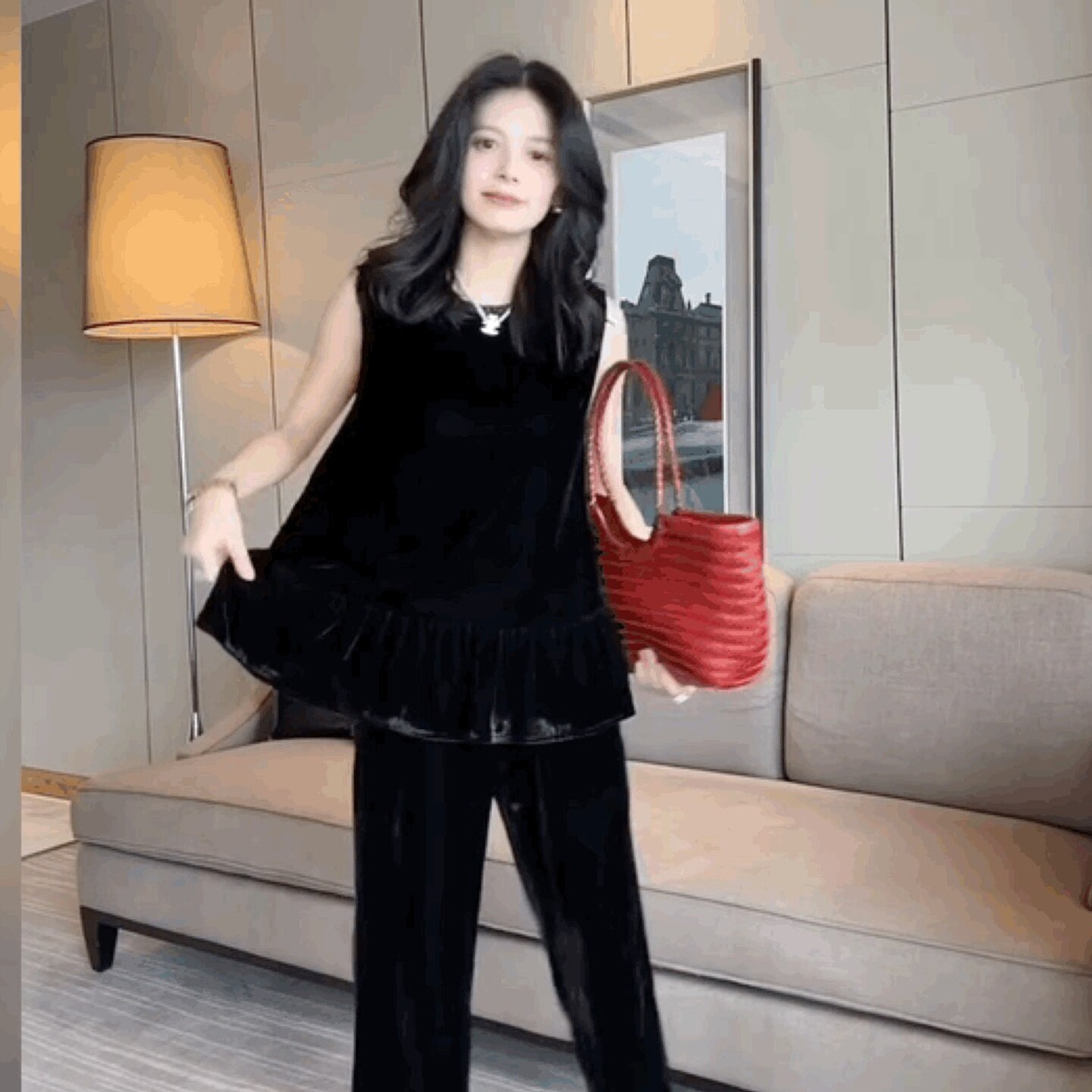 超好看砍肩袖打底衫法式丝绒圆领上衣冰丝绒荷叶边宽松T恤背心女,女装/女士精品,背心吊带,淘宝优惠券,粉丝福利购,淘宝优惠卷