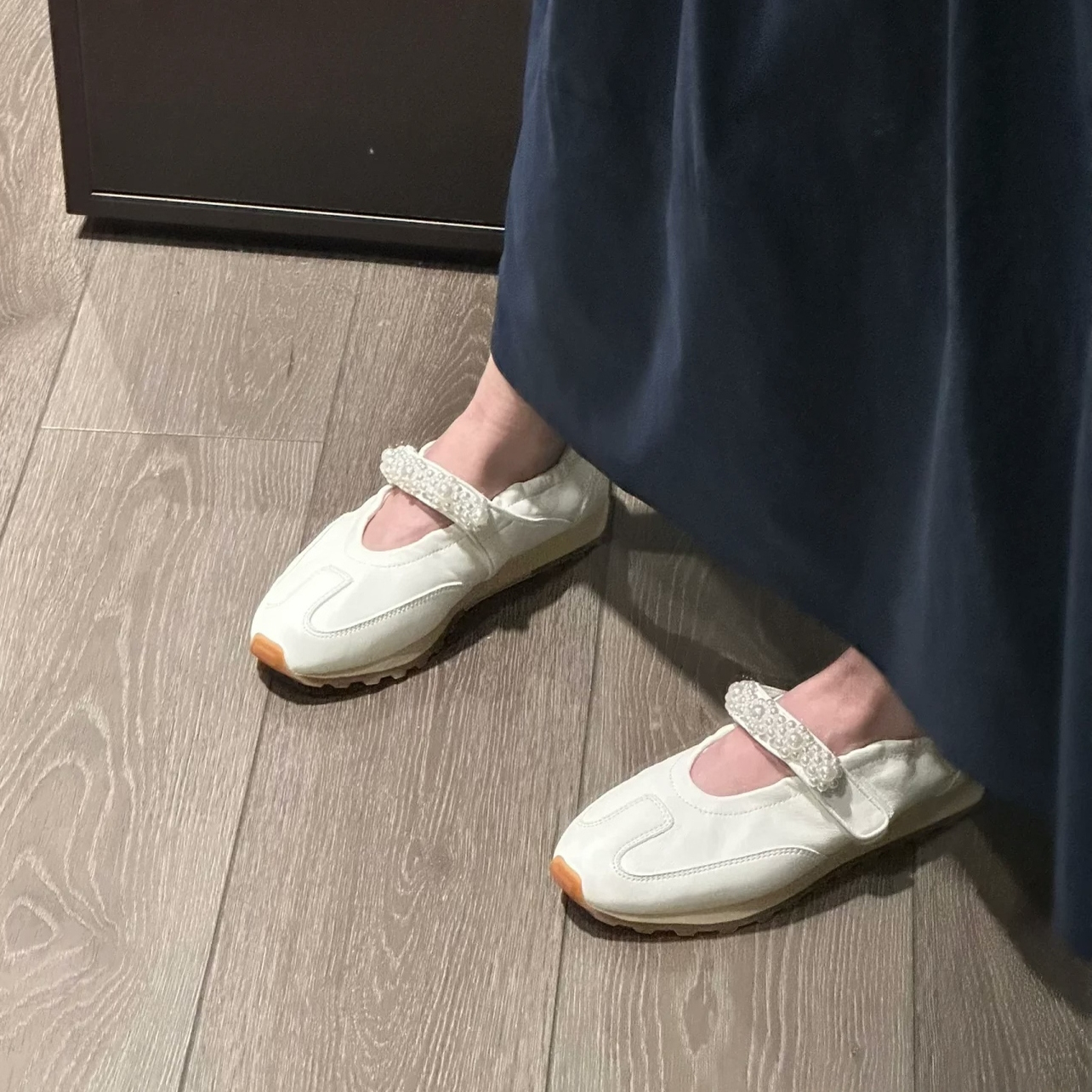 羊皮版复古内7cm运动芭蕾鞋女2025夏季新款浅口珍珠玛丽珍鞋单鞋