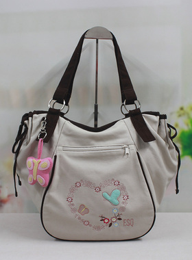 ESQ纯棉帆布包女包*蝶恋花单肩包*60374