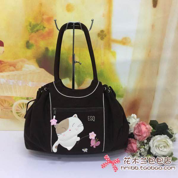 【esq正品】纯棉猫单肩包帆布包