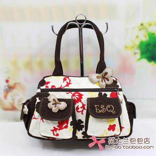包邮【ESQ正品】纯棉帆布女包黑白印花淑女单肩包60746 - 封面