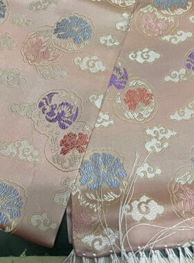 装饰商务礼品南京云锦研究所吉祥云锦暗红色几何花纹精品围巾现货