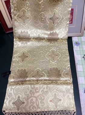 南京云锦研究所吉祥云锦南京特产淡黄色花纹精品围巾披肩两用现货