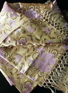 礼物南京云锦研究所 吉祥云锦黄色花纹云锦精品披肩围巾两用现货