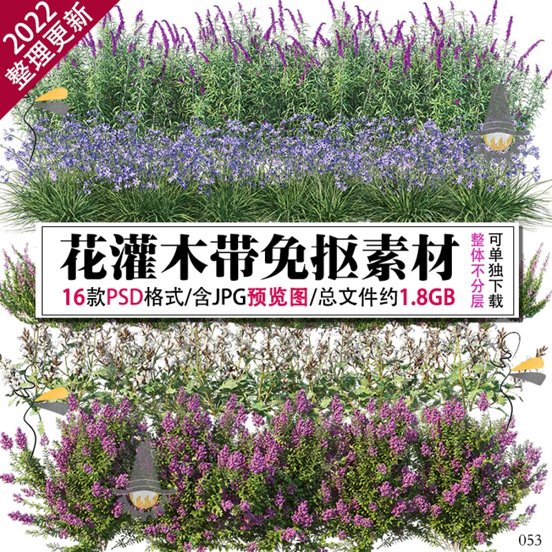 鼠尾草红继木花境植物灌木带花海4k超高清免抠psd图片效果图素材