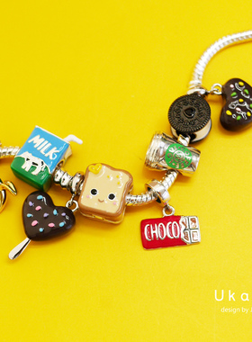 diy925银巧克力散珠通用手链