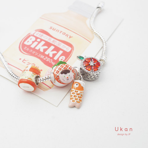 满钻925银小橘子散珠挂件手链