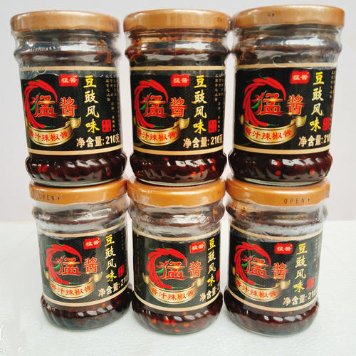 猛酱豆豉风味中辣辣椒酱210g*6瓶蒜蒜蓉拌面下饭拌饭辣酱韶关特产