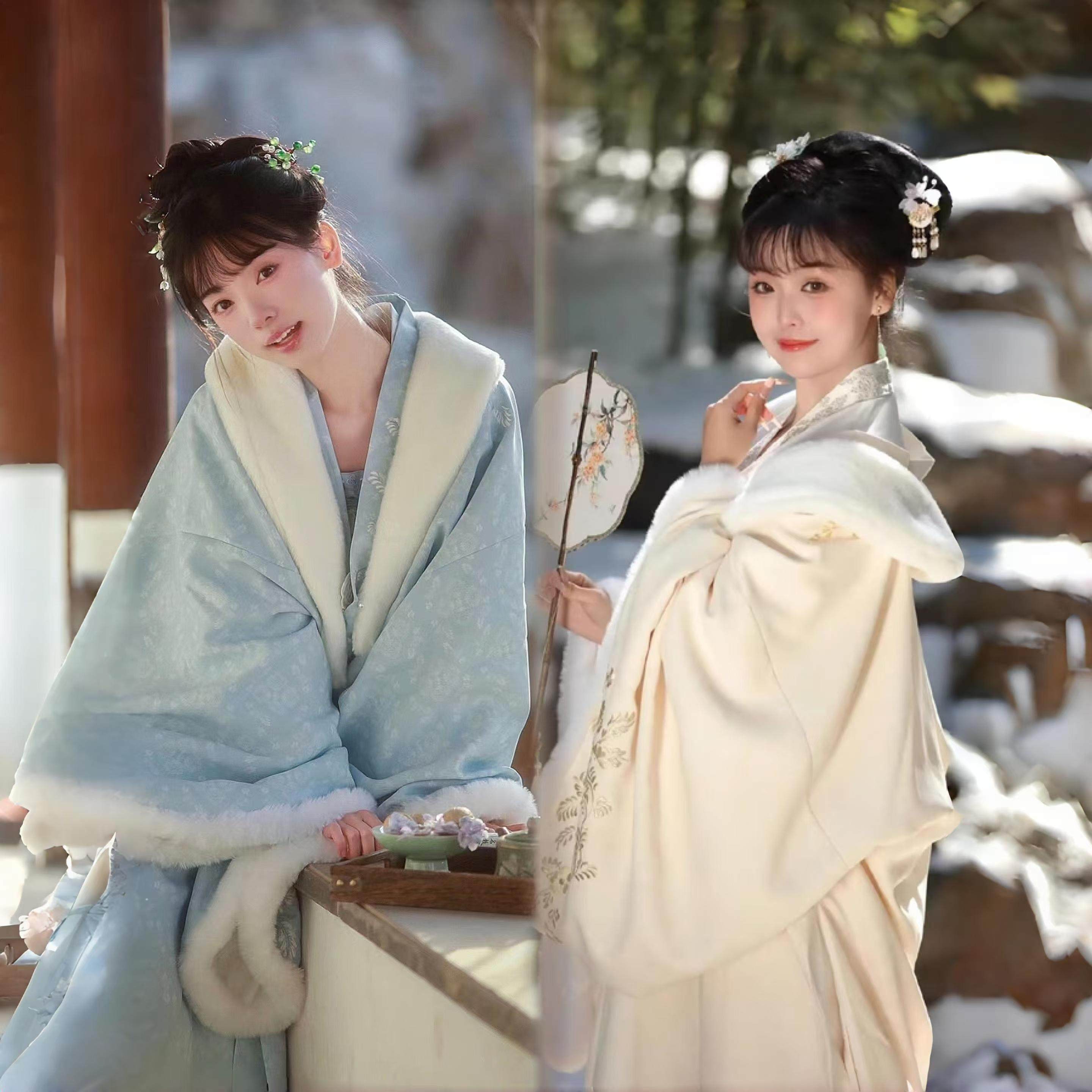 汉服女知否明兰同款加绒外披齐胸襦裙大袖衫套装冬季款中国风古装,女装/女士精品,汉服套装,淘宝优惠券,粉丝福利购,淘宝优惠卷