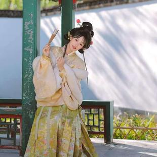 新年战袍汉服服装 明制圆领袍保暖仿宋锦披肩马面裙千金裘风圆领袄