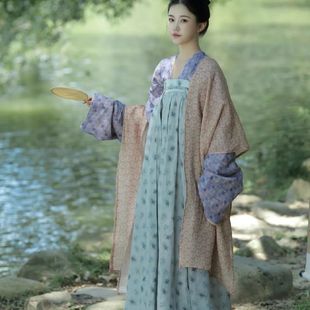 汉服女改良复原唐制对襟衫一片式齐胸襦裙汉元素古装素雅小唐风