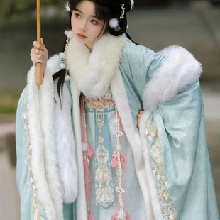 暖兮阁山海记小郡主冬季毛绒绣花大袖衫齐胸破裙冬季温暖唐风汉服