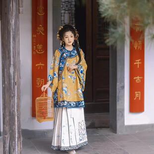 清汉女重工刺绣晚清民国宫廷风晋商少奶奶姜黄国风传统服饰太太服