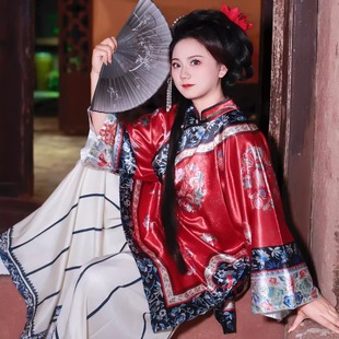 清汉女晋商少奶奶立领宽袖马面两件套改良斜襟宫廷风戏文说舞蹈服