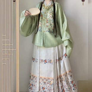 【白泽】明制汉服新中式女款提花方领补服短袄琵琶袖马面裙春秋款