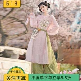 汉服女唐代中国风刺绣圆领袍灯笼裤新中式卖货郎小师妹小唐风2026