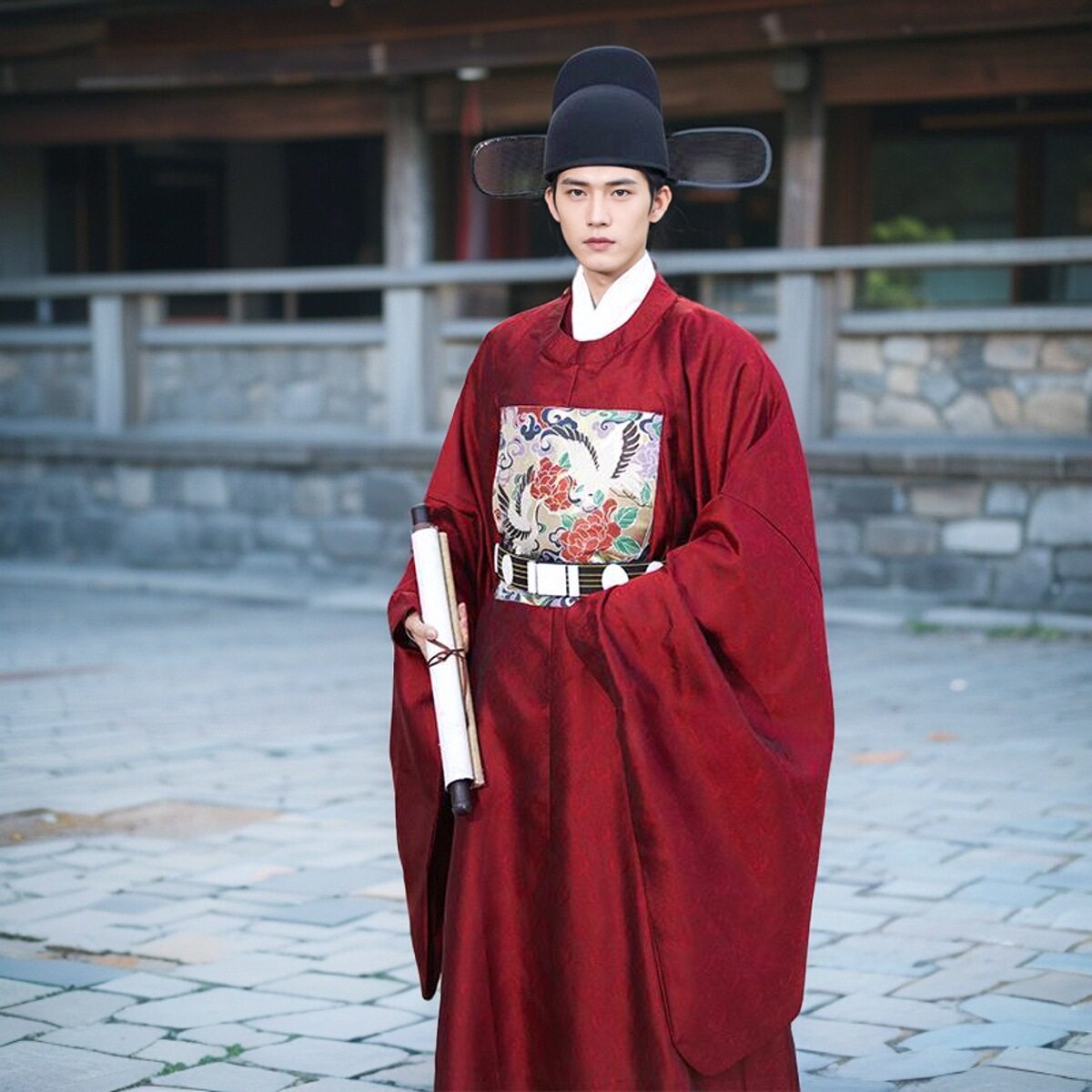 圆领袍明制大臣丞相宰仙鹤一品官服少爷服中国风长袍中式婚服新郎