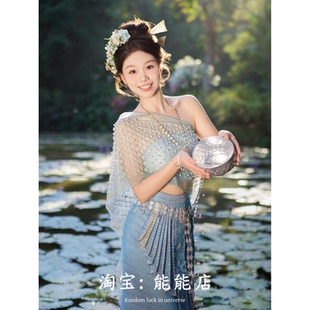 西双版纳傣族服装云南泰国民族风女抹胸长裙小娘惹套装旅游摄影服