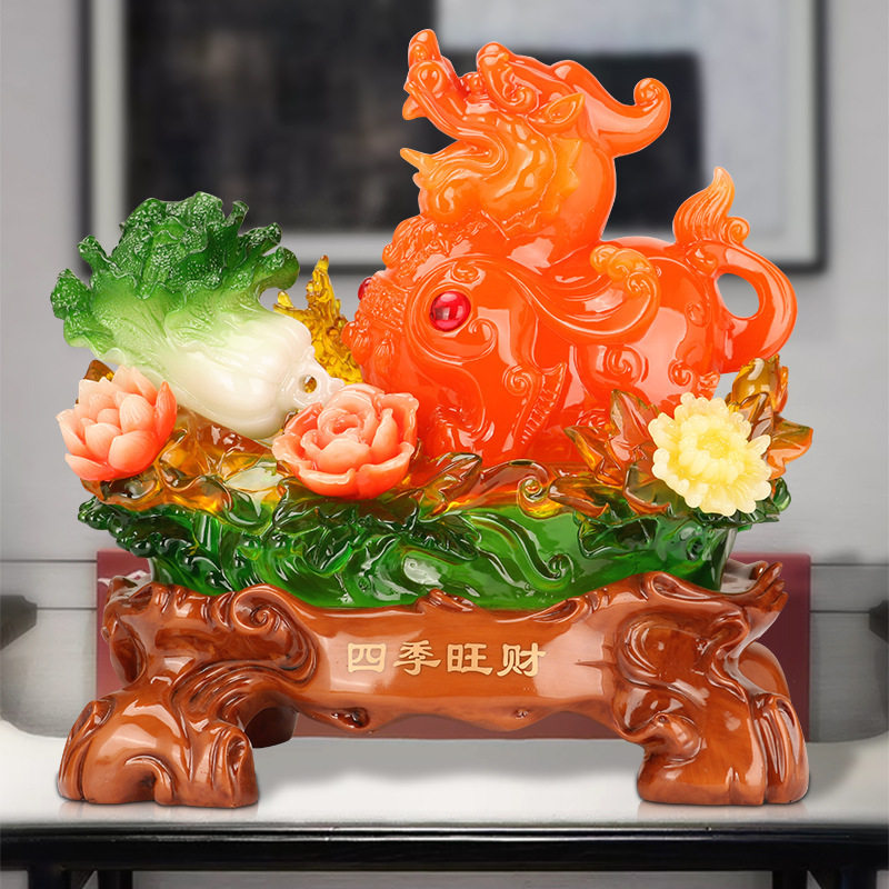招财貔貅玉白菜摆件客厅玄关礼品