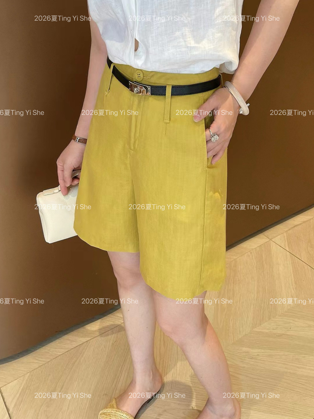 深圳南油夏季爆款天丝麻料老钱风！时尚百搭通勤显瘦五分短裤子女