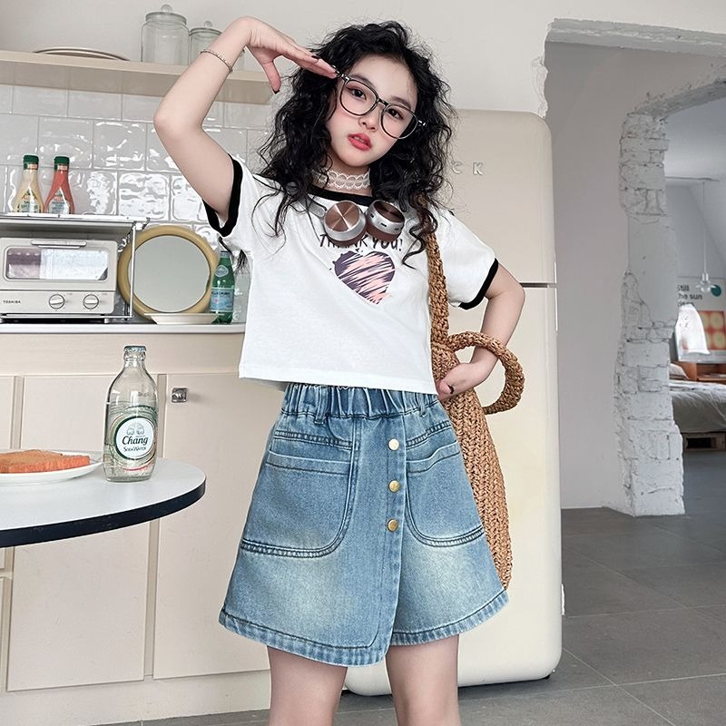 女童牛仔裙裤2025新款夏装裤子时尚百搭儿童大童韩版夏季薄款短裤