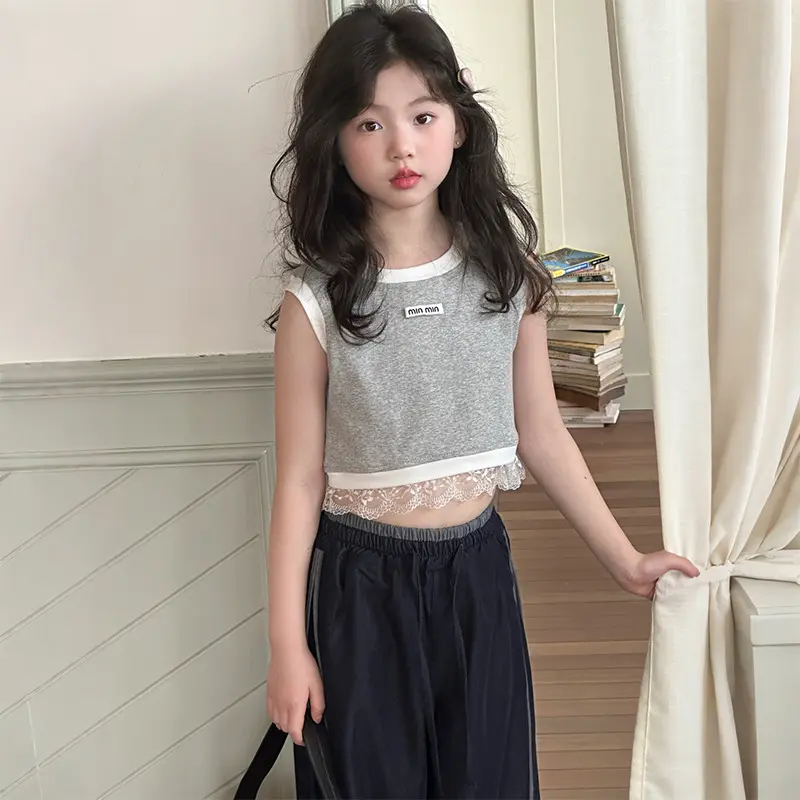 女童外穿炸街背心夏季2025新款中大童女孩潮酷上衣夏日无袖t恤潮