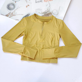 半拉链瑜伽服秋冬季 女弹力运动上衣紧身跑步速干显瘦 微弹健身长袖