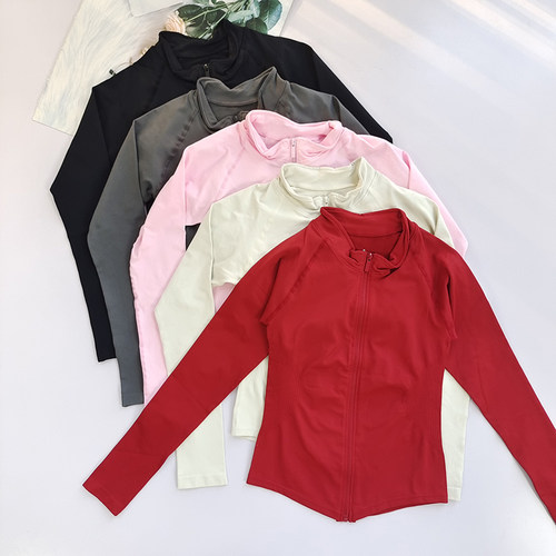 健身立领外套DF*同款运动夹克女紧身塑收腰瑜伽服拉链衫无缝上衣