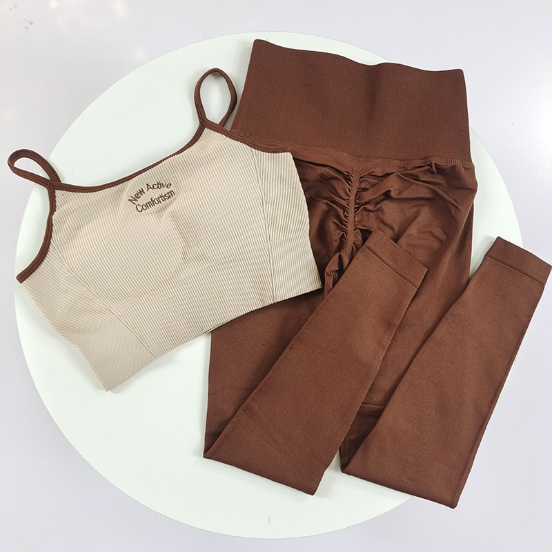 无缝防震内衣提臀健身裤健身套装