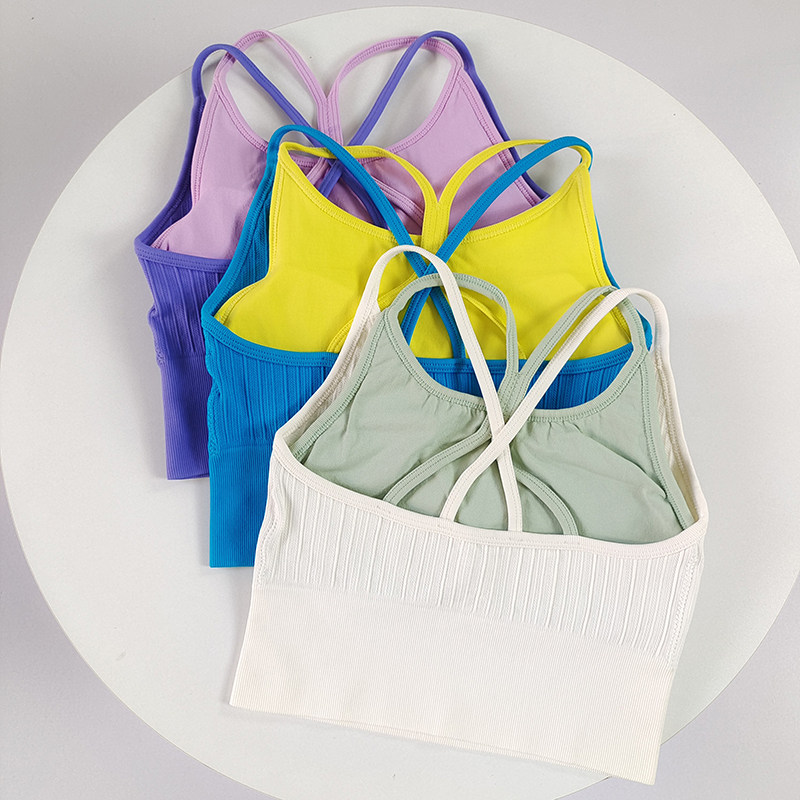 撞色高强度运动一体式内衣女防震跑步瑜伽健身背心普拉提透气文胸