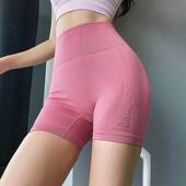 欧美性感镂空高腰瑜伽裤 女ins健身弹力透气提臀紧身运动三分短裤