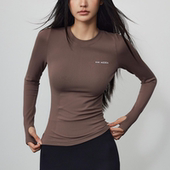 运动上衣户外休闲秋紧身瑜伽服长袖 速干衣弹力跑步训练健身服女