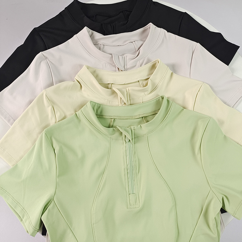 短袖瑜伽服显瘦半拉链透气紧身