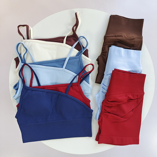 夏季多巴胺瑜伽服套装女紧身显瘦健身背心撞色运动上衣外穿提臀裤