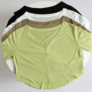 短款露腰轻薄微透瑜伽罩衫女V领宽松长袖运动上衣透气跑步健身服