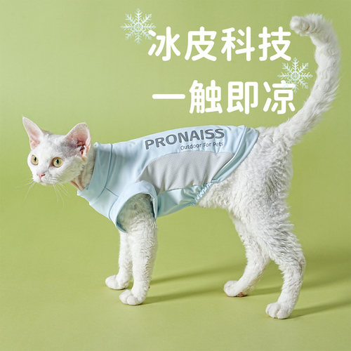 猫咪衣服夏季透气防掉毛薄款德文布偶防晒凉感降温冰丝宠物凉凉衣