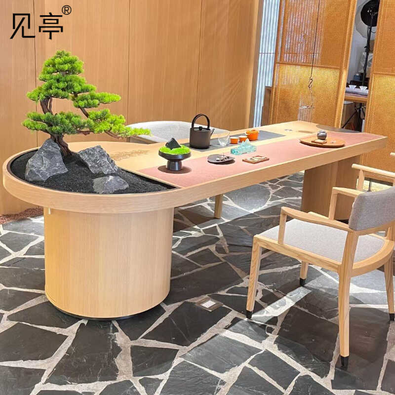 见亭茶桌新中式实木茶桌椅组合