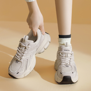 奥古狮登老爹鞋女2026新款秋季女鞋小白鞋厚底增高休闲轻便运动鞋