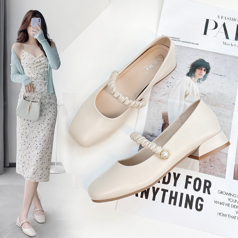 奥古狮登玛丽珍女鞋秋单鞋法式晚晚风包头凉鞋温柔平底薄款小皮鞋